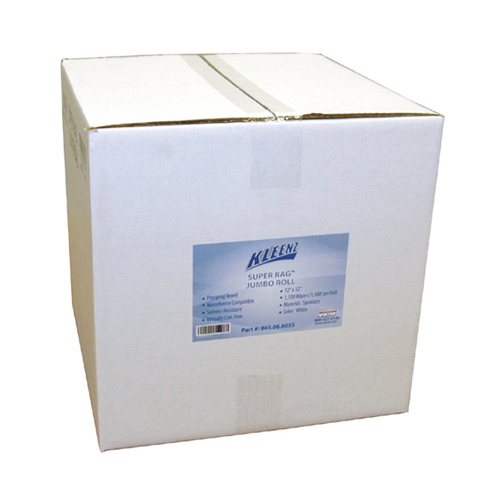 12" x 12" Kleenz Super Rag Universal Towel Jumbo Roll 1100 Wipes Per Roll