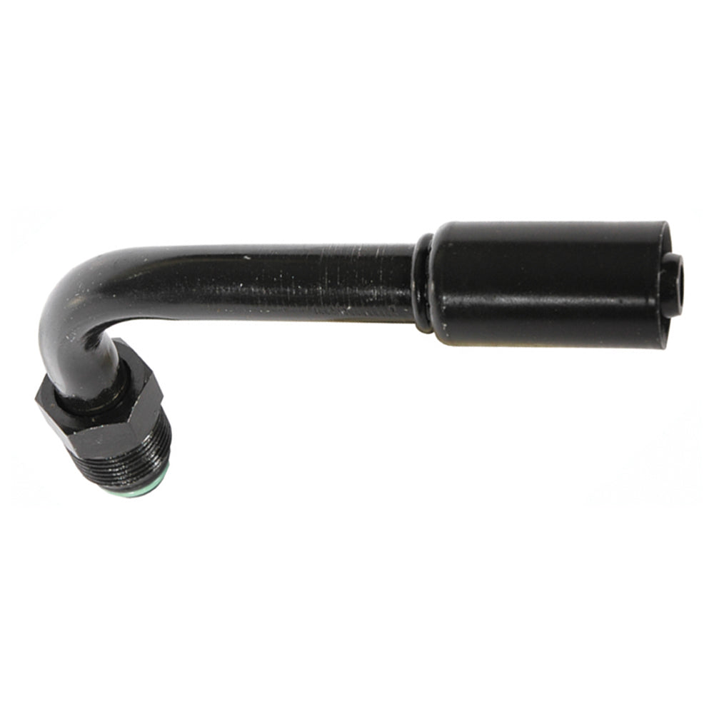 3/8 Inch x 5/16 Inch Carbon Steel 757E Series Coll-O-Crimp Bumped Tube O-Ring Male Swivel 90 Degree Tube Elbow