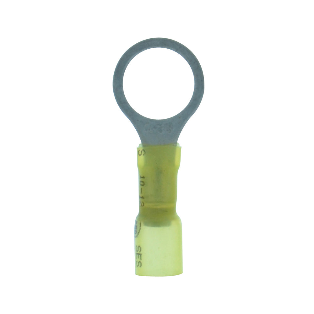 12-10 Gauge Lead Free Heat Shrink, Crimp & Solder Ring Terminal 1/2 Inch Stud Yellow