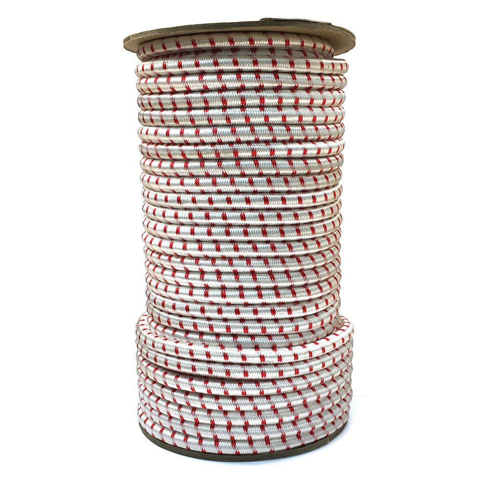 3/8 Inch x 100 Foot Roll of Shock Cord / Bungee Cord - Red and White