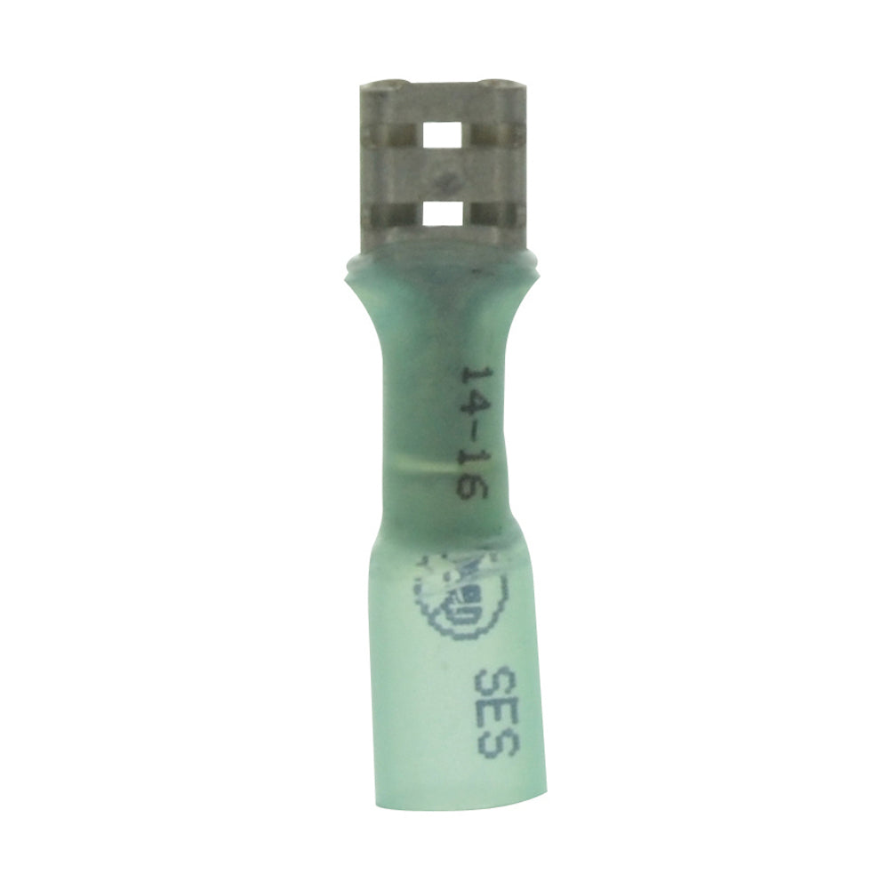 16-14 Gauge Lead Free Heat Shrink, Crimp & Solder Female Disconnect 1/4 Inch Tab Blue