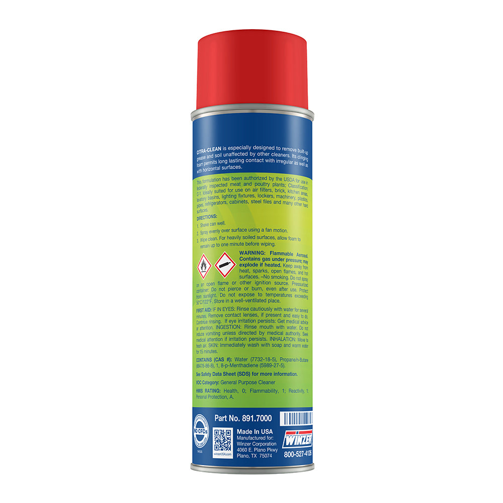 Winzer Citra Clean Foaming Citrus Cleaner & Degreaser - 18 Oz Net Wt. Aerosol