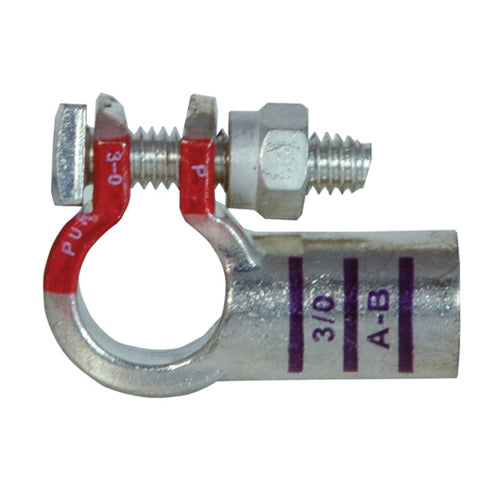 3/0 Awg Purple A-B Electro-Tin Plated Solid Cast Copper Heavy Duty Positive Eco-Max® Right Elbow Terminal