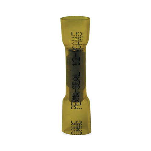 12-10 Gauge Button Connector Crimp Heat Shrink Insulated Yellow
