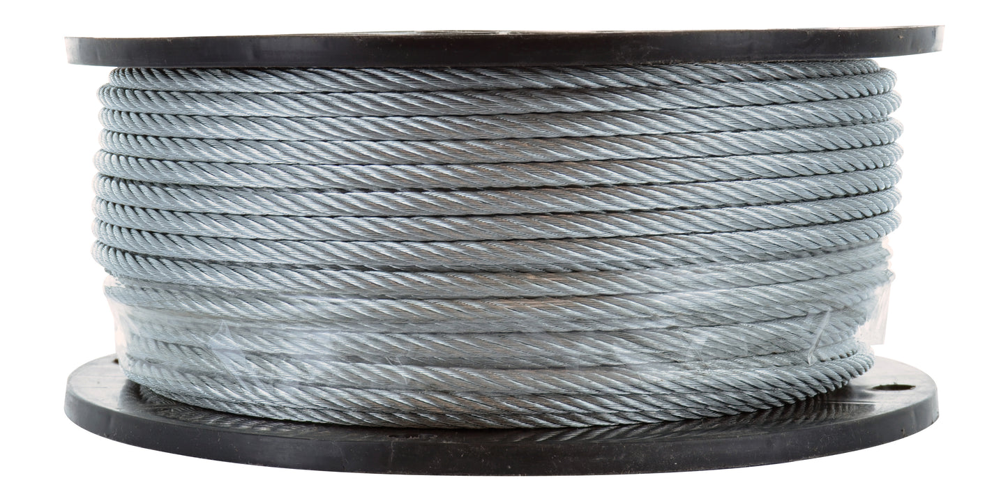 3/16 Inch x 250 ft 7X19 Strands 4200 Lb Clear Vinyl Coated High Carbon Steel Galvanized Aircraft Cable