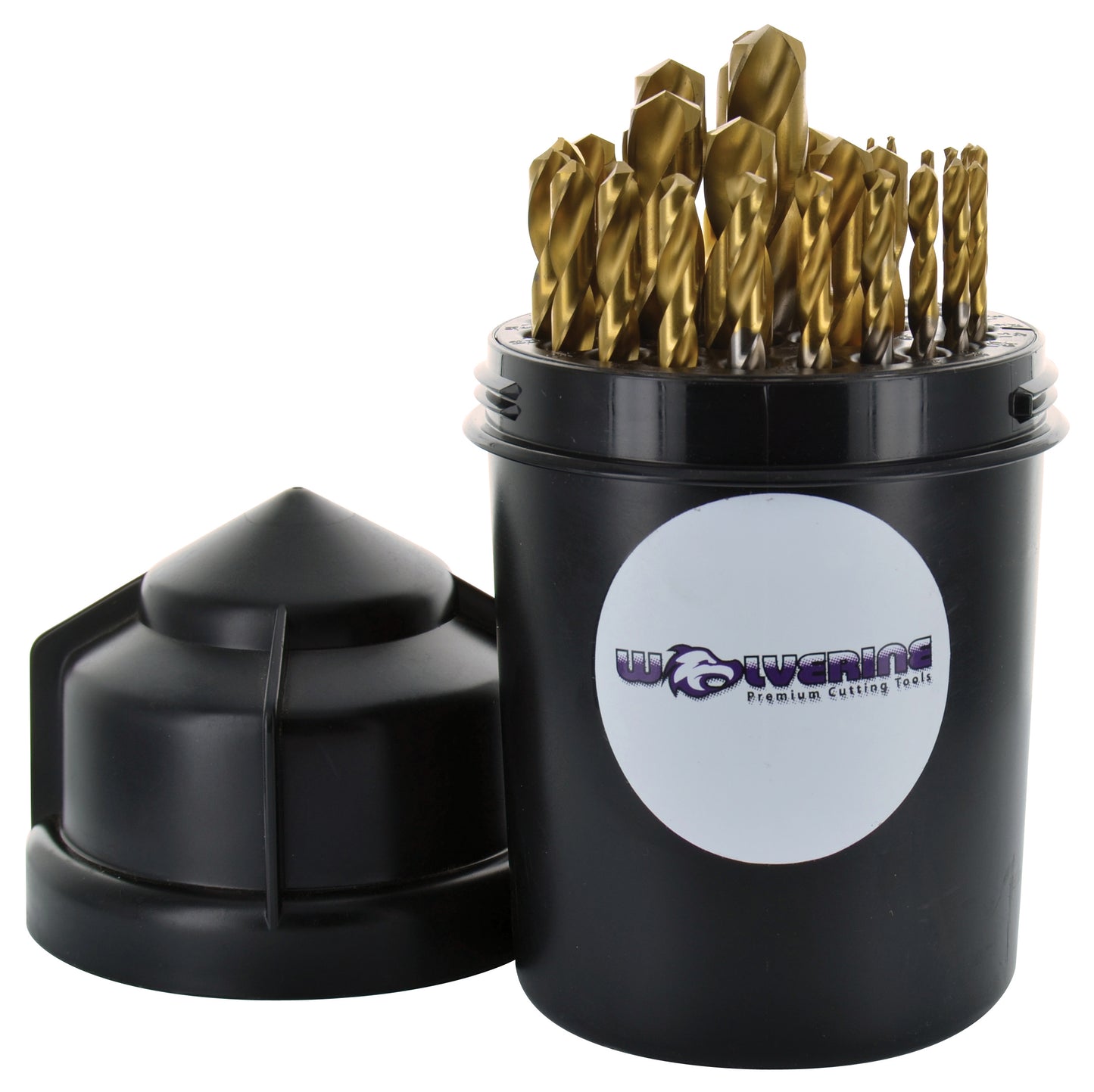 135-Degree Point Jobber Length High-Speed Steel (HSS) Drill Bit Tin Coated Tip - 29 Piece Set With Plastic Round Index