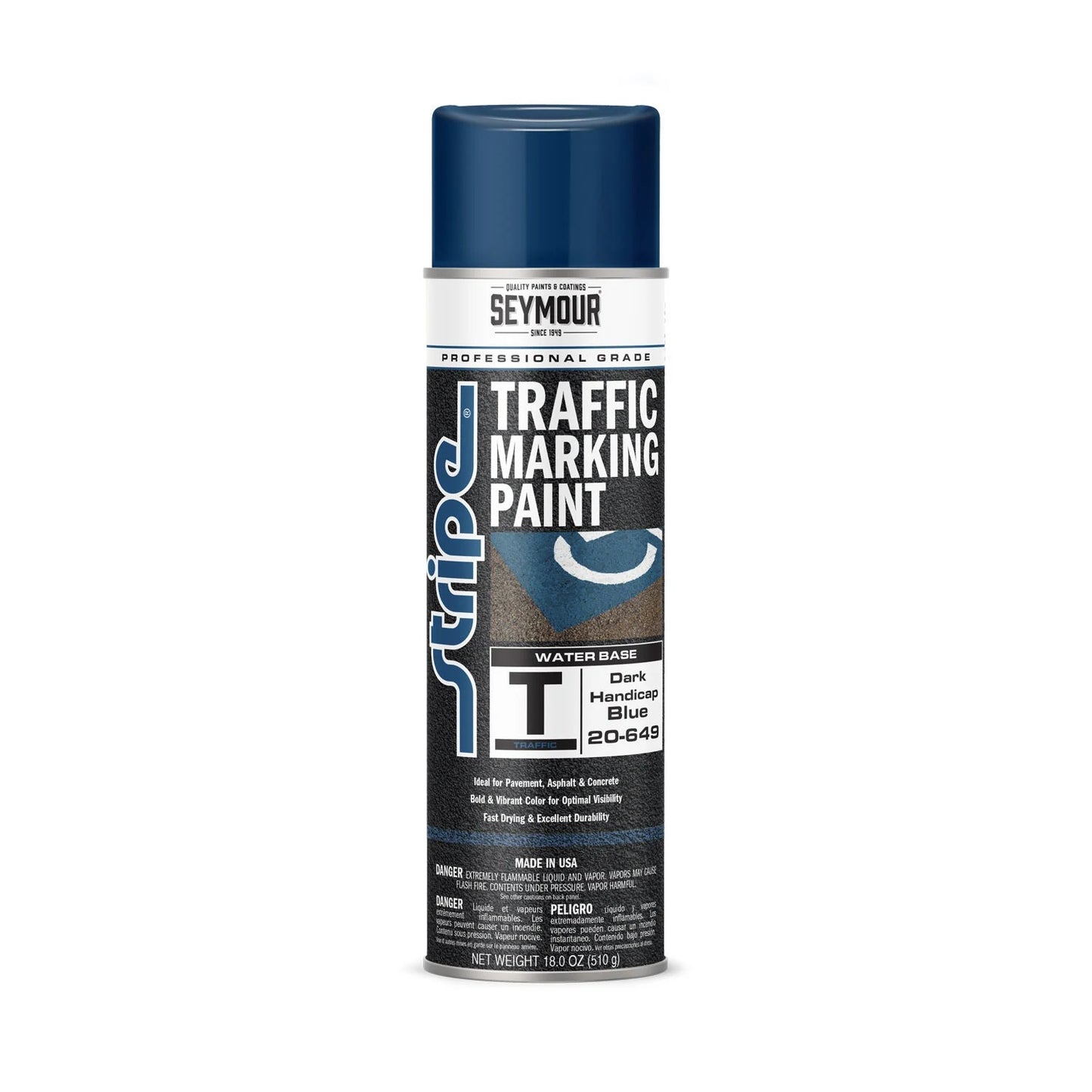 Seymour Stripe Water-Based Traffic Marking Paint- Dark Handicap Blue (18 Oz)