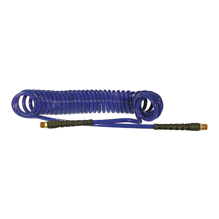 1/4 Inch Id x 3/8 Inch Od x 30 Inch 1/4 Inch Swivel Mnpt Dark Blue Polyurethane Flexcoil Air Hose With Reusable Strain Relief Fitting
