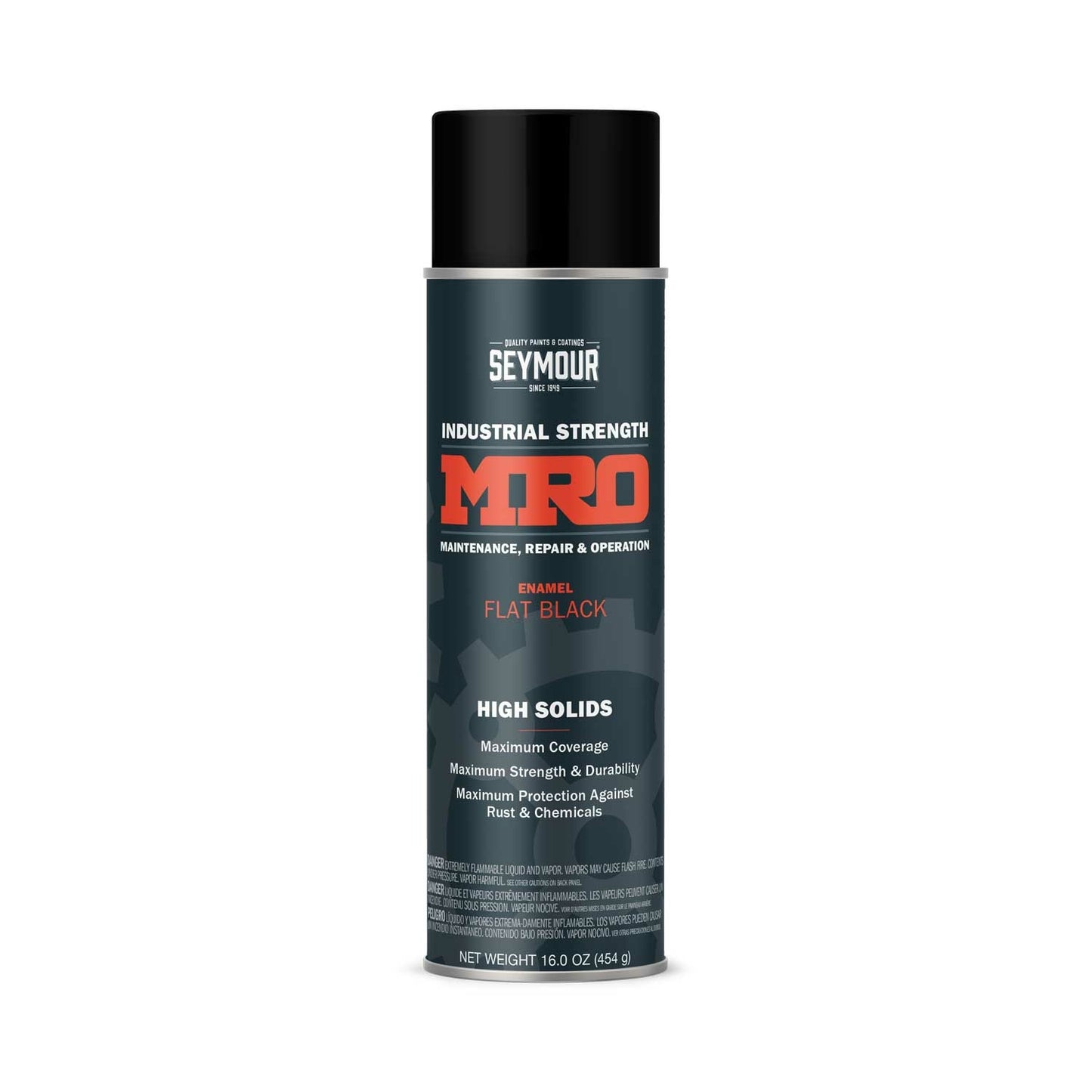MRO Industrial High-Solids Spray Paint- Flat Black - 16 OZ. Net Fill Wt.