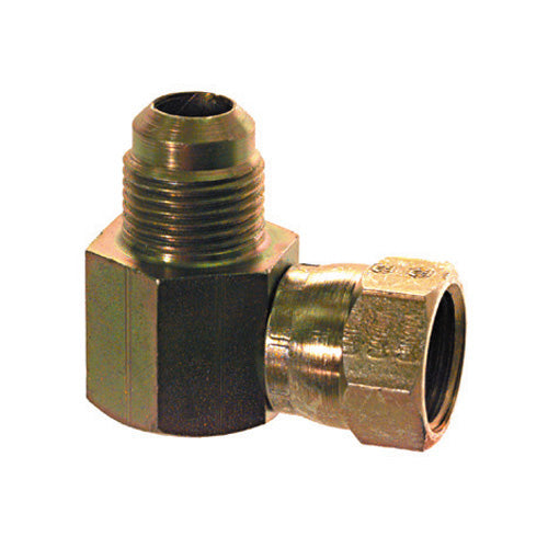 3/8 Inch 10000 psi Trivalent Zinc Plated Carbon Steel 90 Degree Elbow 45 Degree Female Swivel To Sae 45 Degree Swivel Adapter