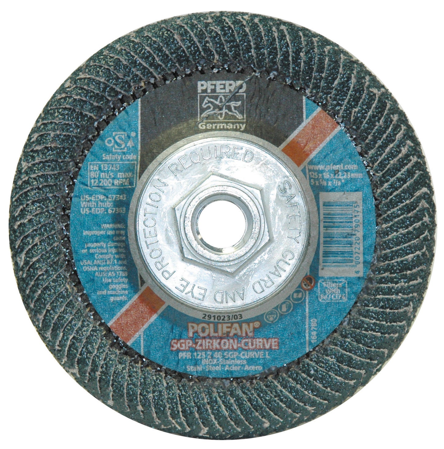 5 Inch x 5/8-11 x 9/16 Inch 40 Grit Zirconia Alumina Type 29 Radial Polifan Sgp Zirkon-Curve Abrasive Flap Disc