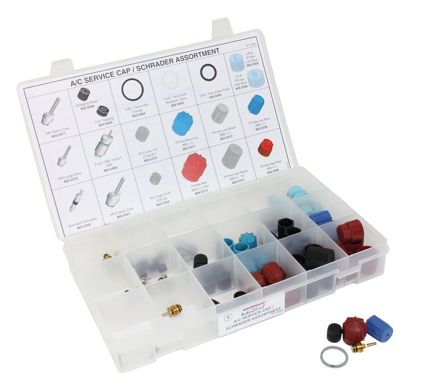 88 Piece A/C Serv Cap/Shrader Assortment - Supplier Pre-Built Kit