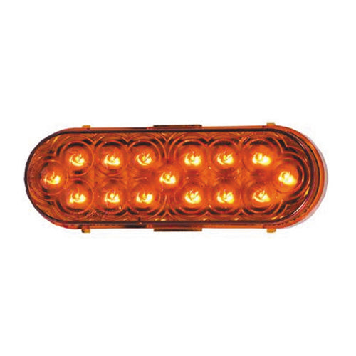 6 Inch Oval 15 Led Park / Turn Light Amber With Grommet Mount