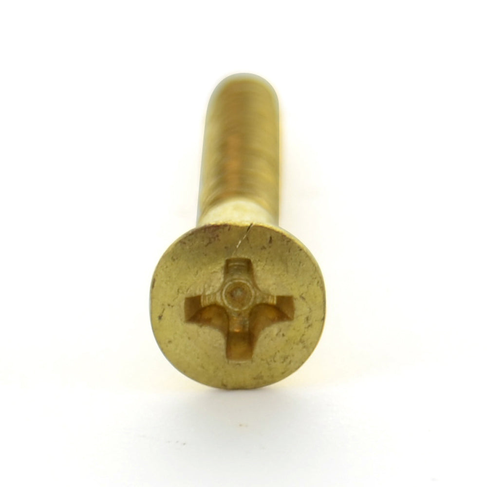 #8 x 1-1/2 Inch Plain Brass Phillips Oval Head Wood Screw