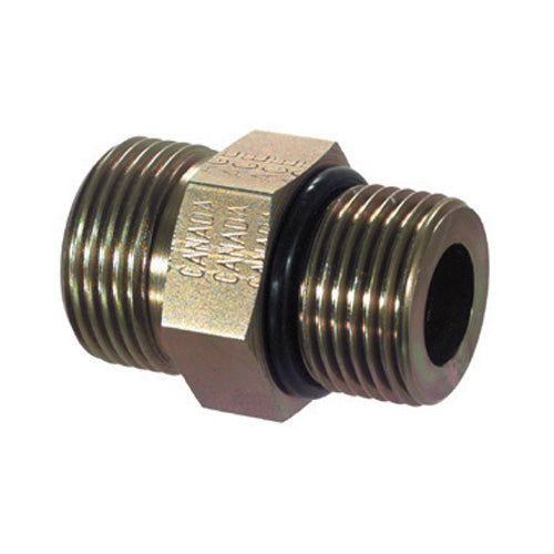 1 Inch x 3/4 Inch 6000 psi Trivalent Zinc Plated Carbon Steel Male Boss O-Ring To Flat Face O-Ring Connector Male Boss O-Ring Adapter
