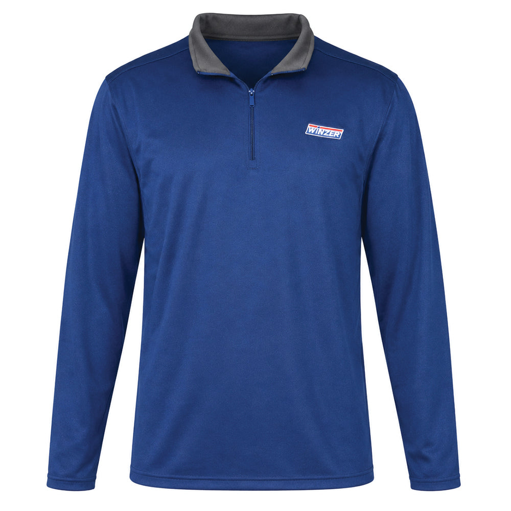Women'S Blue Long-Sleeve Quarter-Zip Pullover With A Stand Collar- Size Medium