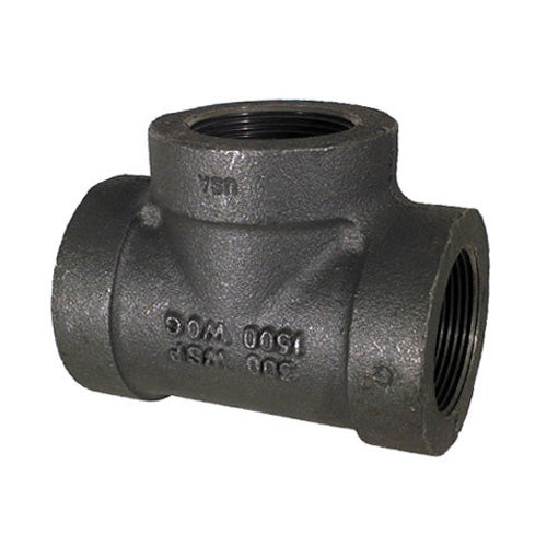 1/2 Inch Sch 80 Fnpt Black Malleable Iron Straight Tee