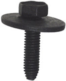 M6 x 1 x 25 mm Coarse Black Steel Ca Point Indented Hex Head Body Bolt With Free Spinning Washer.
