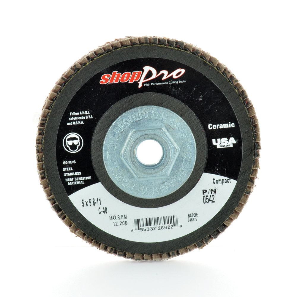 5 Inch x 5/8-11 Premium Ceramic Abrasive Flap Disc - 40 Grit