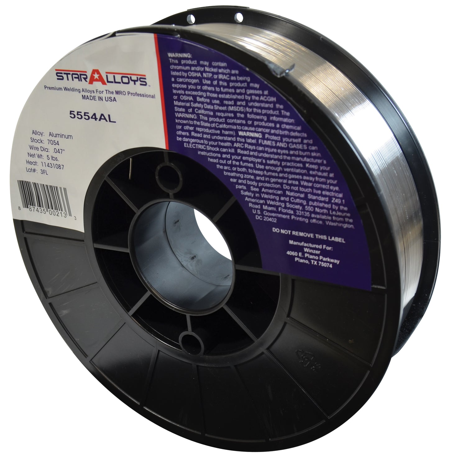Star Alloys 1.2 Inch 5554Al Aluminum Solid Mig Wire - 5 Lb