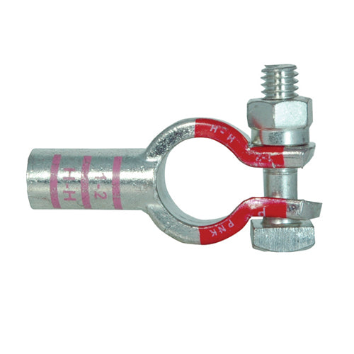 2-1 Awg Pink H-H Electro-Tin Plated Solid Cast Copper Heavy Duty Positive Eco-Max® Straight Battery Terminal