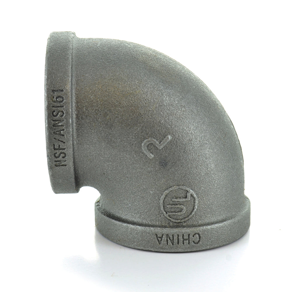 2" Schedule 40 Female NPT Black Malleable Iron 90 Degree Elbow
