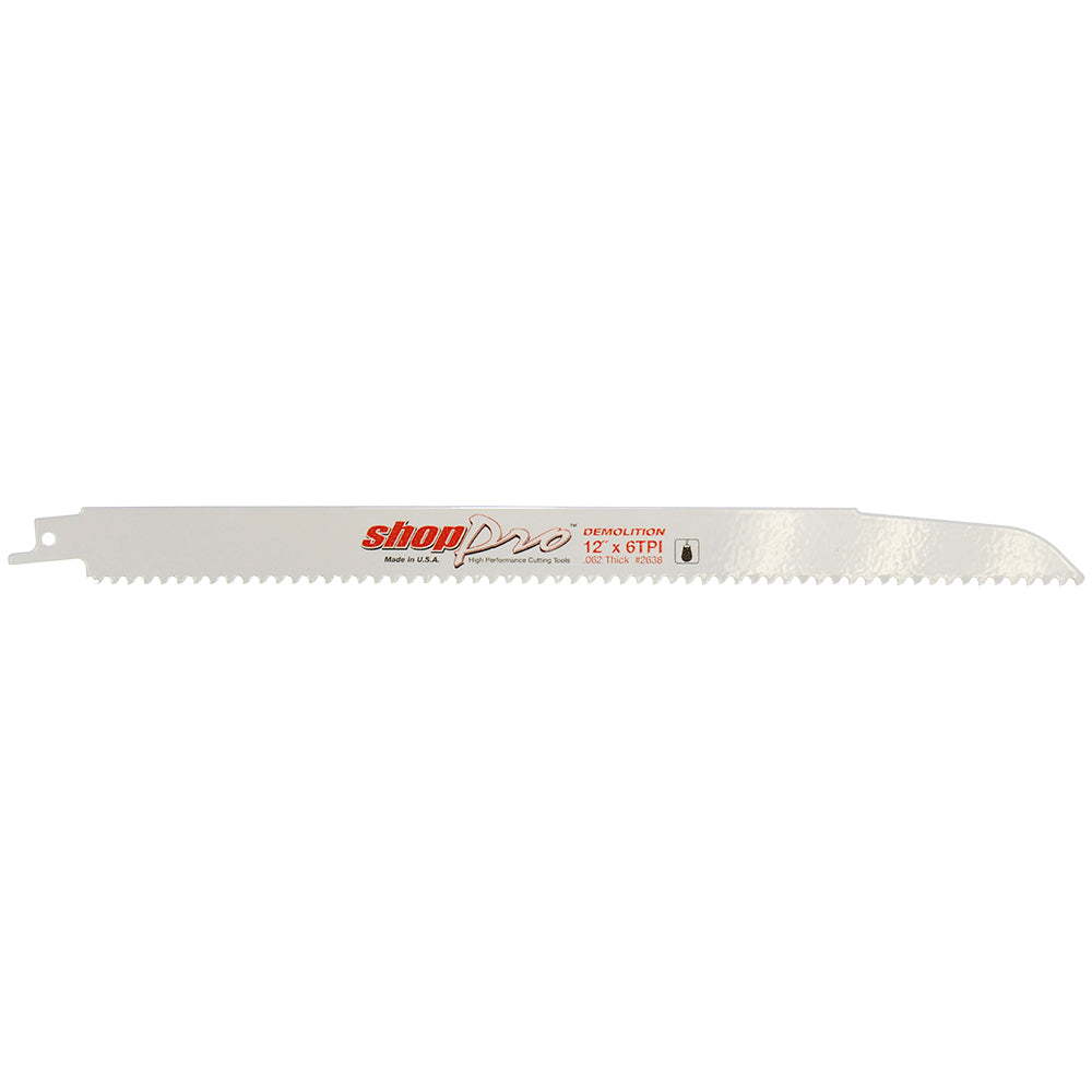 Shoppro 12 x 7/8 x 0.062 Demolition Reciprocating Saw Blade - 6 Tpi