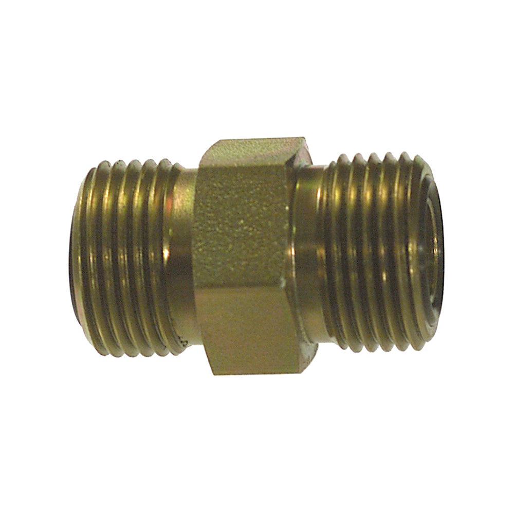5/8 Inch 6000 psi Zinc Plated With Clear Trivalent Chromatic Carbon Steel Flat Face O-Ring Adapter - Union