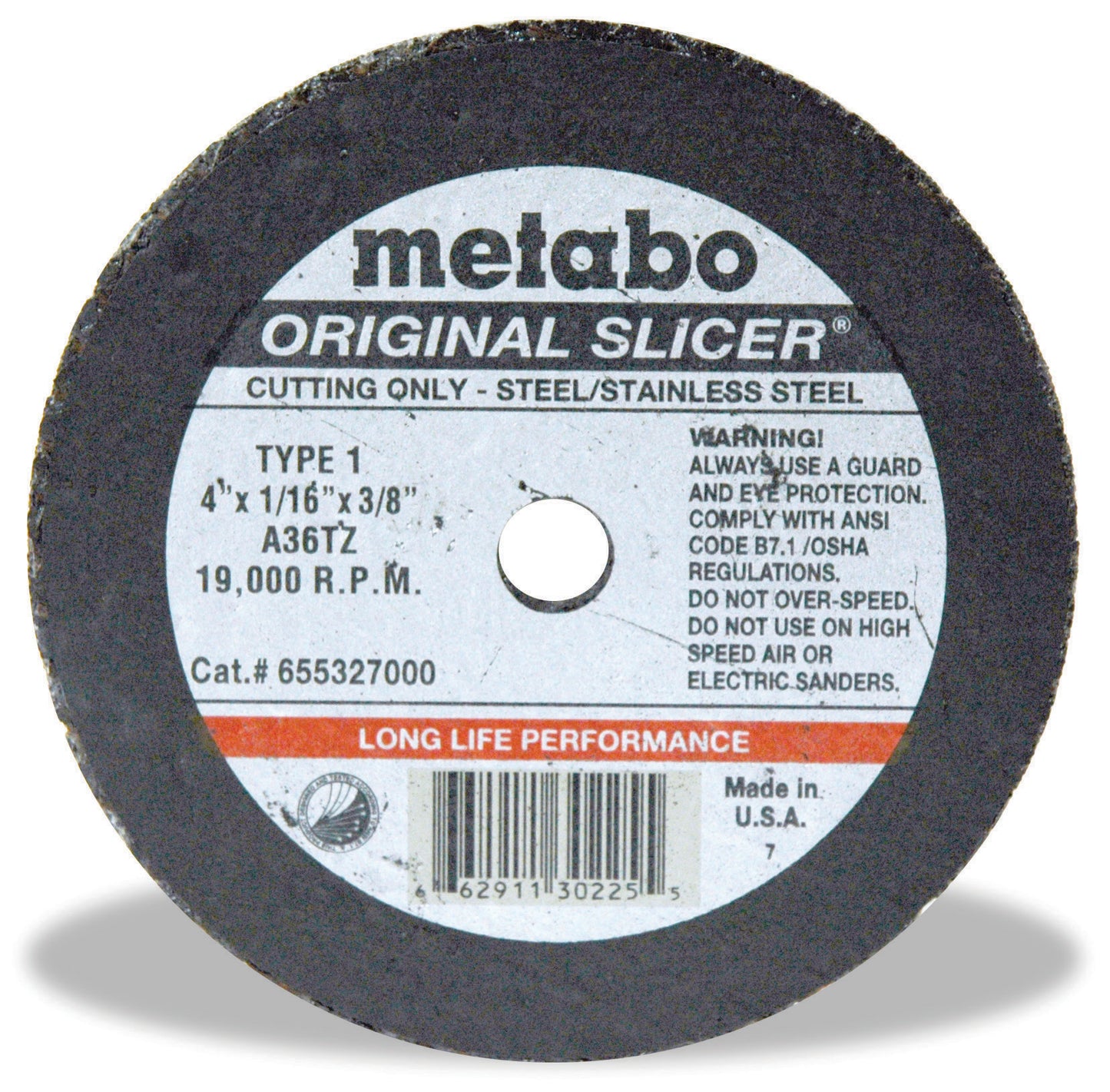 Metabo Aluminum Oxide Type 1 Cut-Off-Wheel - A60Tz Grit - 2 Inch X 0.035 Inch X 3/8 Inch Arbor Hole