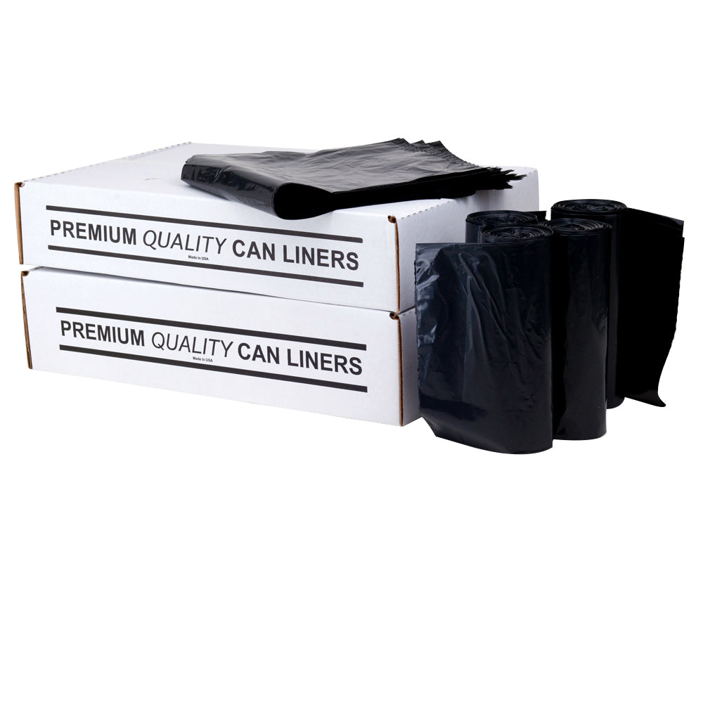 33X40 High Density Can Liner 19 Microns 33 Gallons Black - 250 Per Case