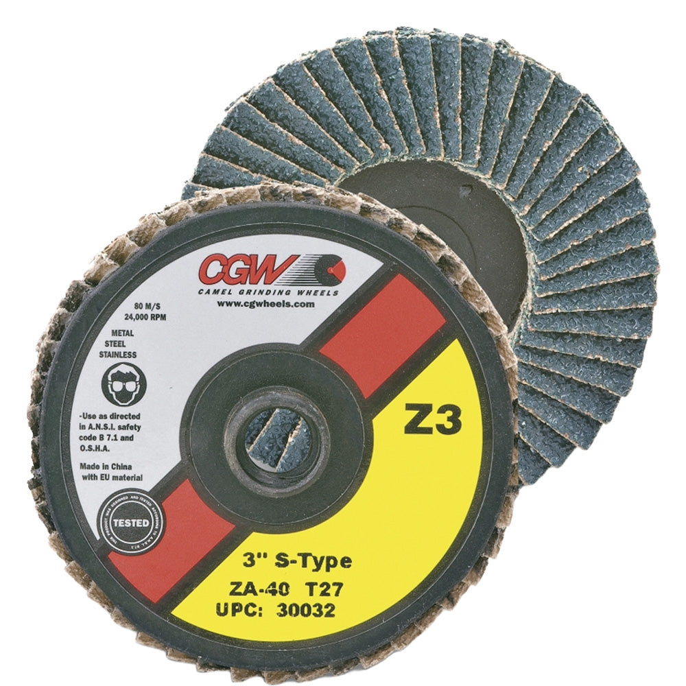 3 Inch Regular 120 Grit Premium Z3 Zirconia Alumina Grain Type 27 Roll-On Quick Change Mini Flap Disc