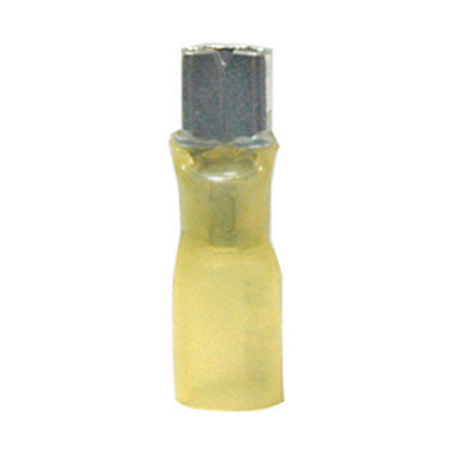 12-10 Gauge Male Push On Connector 1/4" Tab Heat Shrink Nylon Insulated Yellow