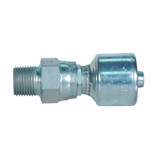 1/4 Inch x 1/4 Inch Male Pipe Swivel (NPTF - Without 30 Degree Cone Seat) Tuffcoat Lead Free MegaCrimp Coupling