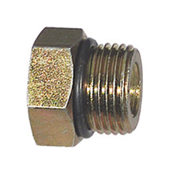5/16 Inch 6000 psi Zinc Plated Yellow Dichromate Carbon Steel Male Boss O-Ring Adapter - Plug