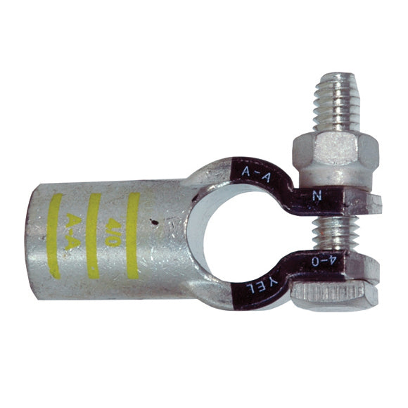 4/0 Awg Yellow A-A Electro-Tin Plated Solid Cast Copper Heavy Duty Negative Eco-Max® Straight Battery Terminal
