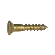 #10 x 1 Inch Plain Brass Slotted Flat Head Wood Screw