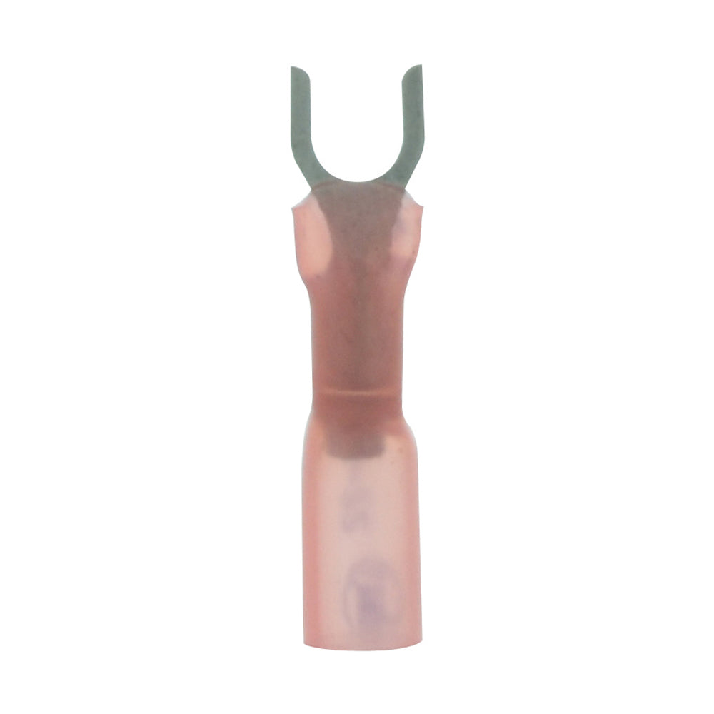 22-18 Gauge Lead Free Heat Shrink, Crimp & Solder Fork Spade #10 Stud Red