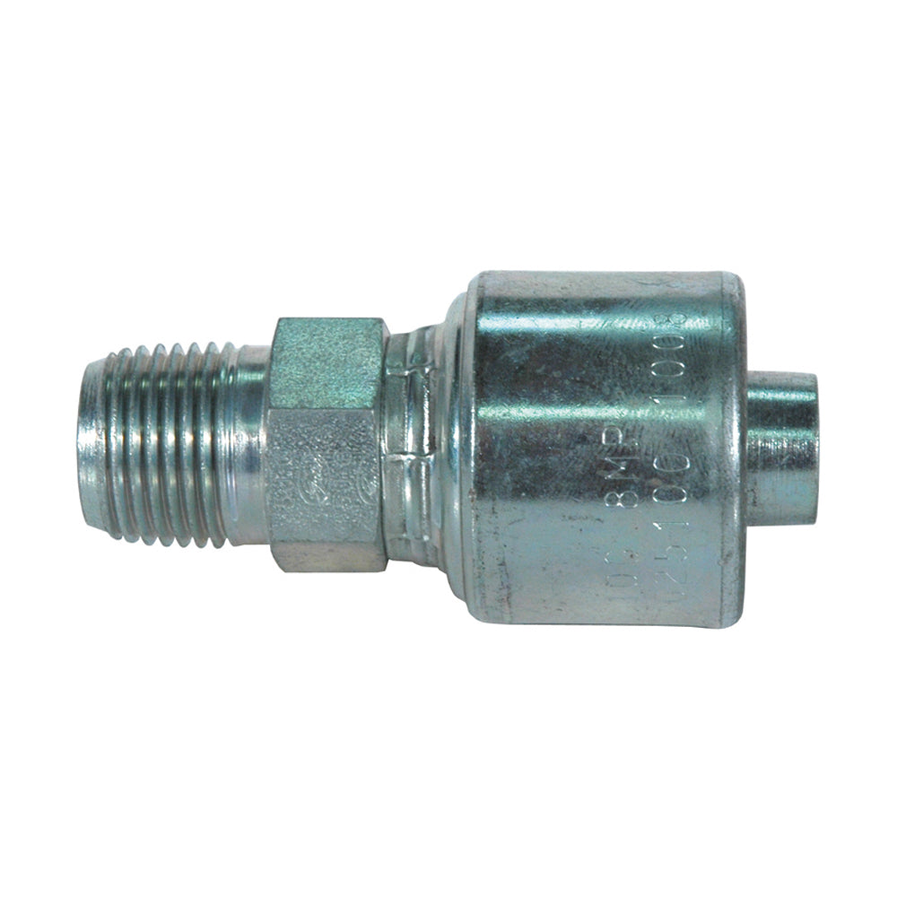 3/8 Inch x 3/8 Inch Male Pipe (NPTF - 30 Degree Cone Seat) Tuffcoat Lead Free MegaCrimp Coupling
