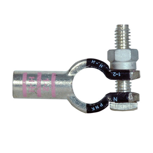 2-1 Awg Pink H-H Electro-Tin Plated Solid Cast Copper Heavy Duty Negative Eco-Max® Straight Battery Terminal