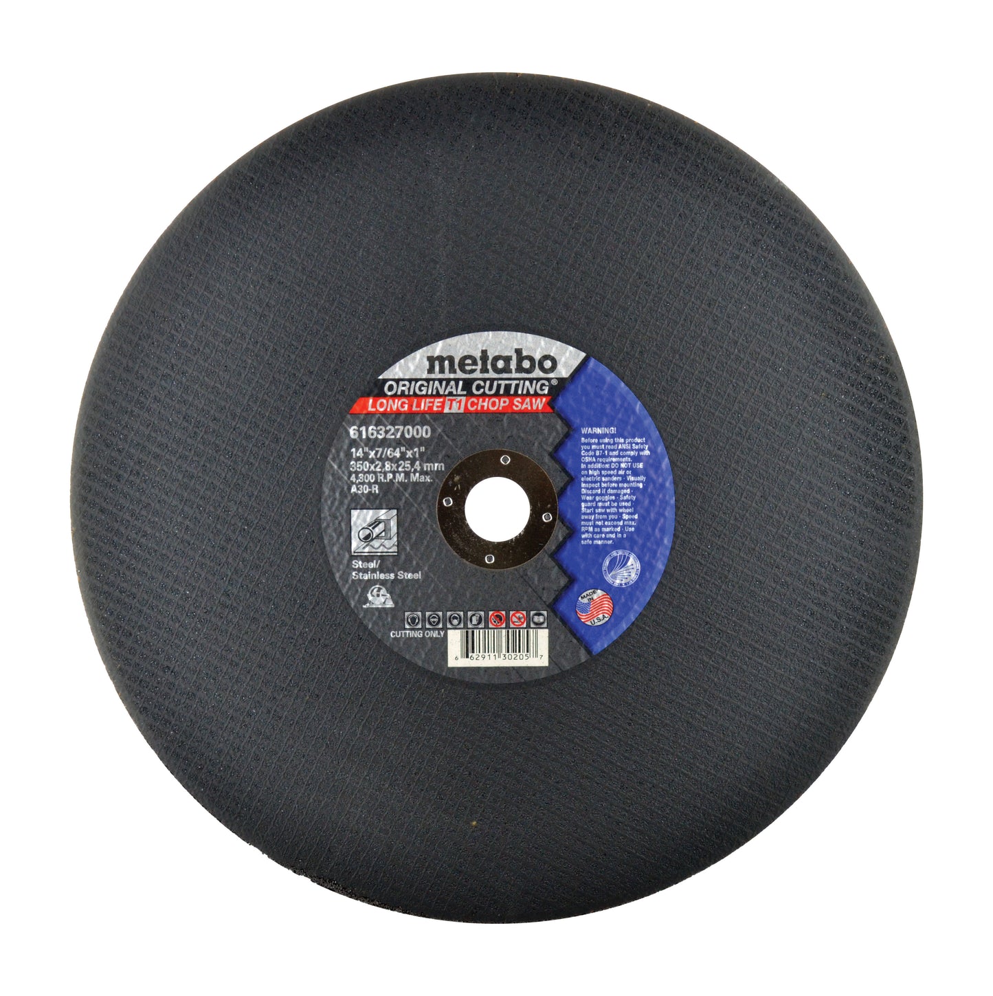 14 Inch x 7/64 Inch x 1 Inch Chop Saw Abrasive Cut-Off Wheel A30R