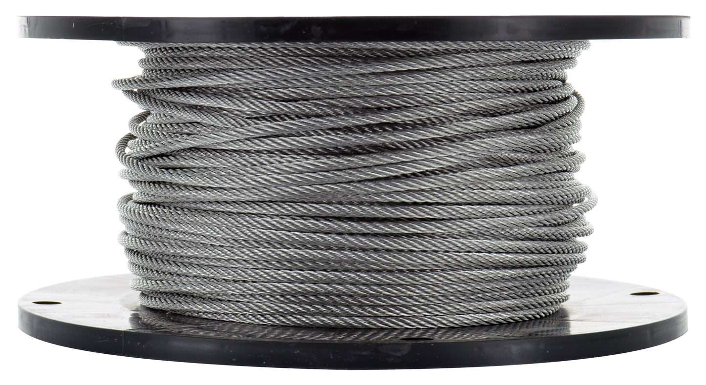 3/16 Inch x 250 ft 7X7 Strands 3700 Lb 304 Stainless Steel Uncoated Aircraft Cable