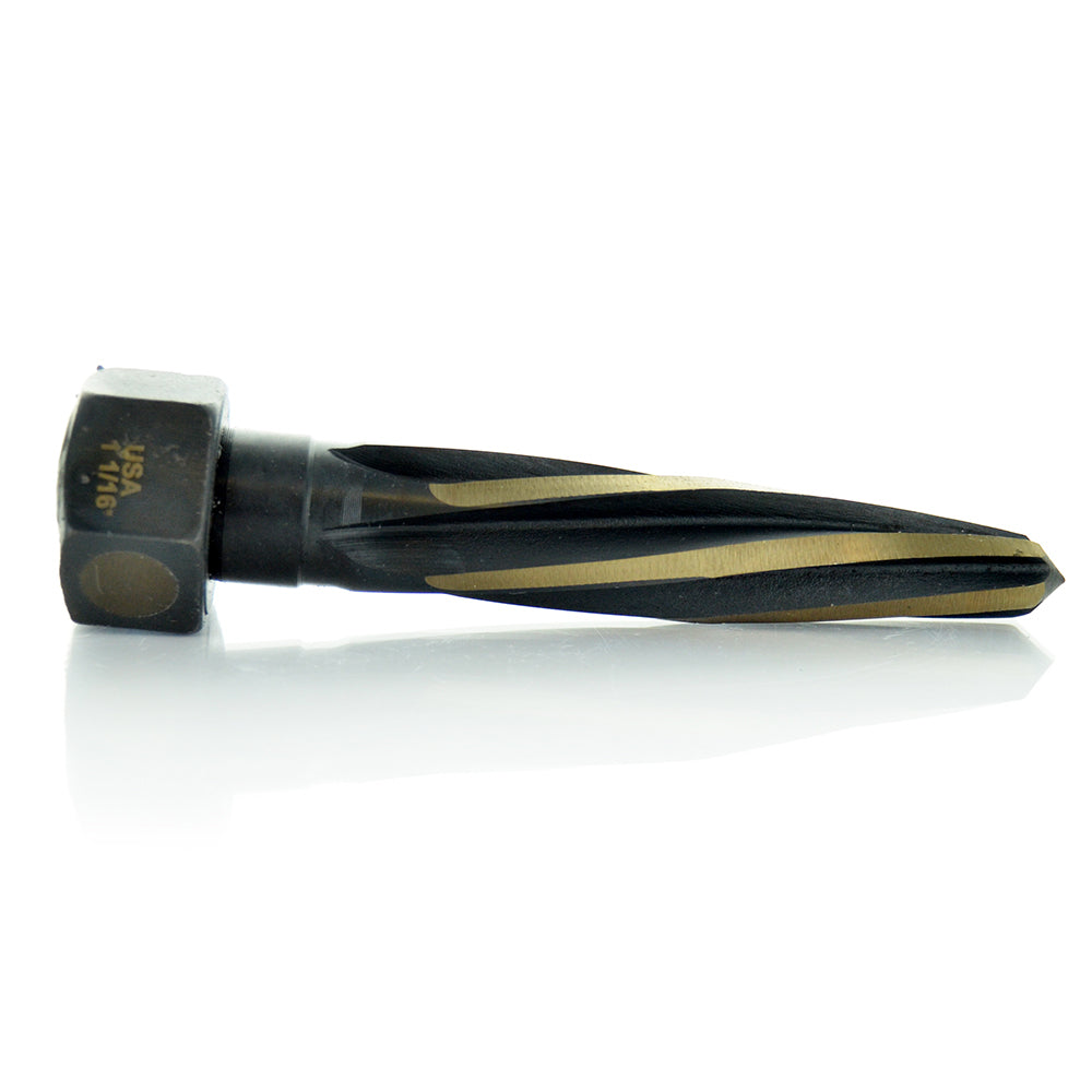 1-1/16 Inch Spiral Flute Black and Gold M-7N Molybdenum High Speed Steel Fractional Size Nitro Safety First Construction Reamer