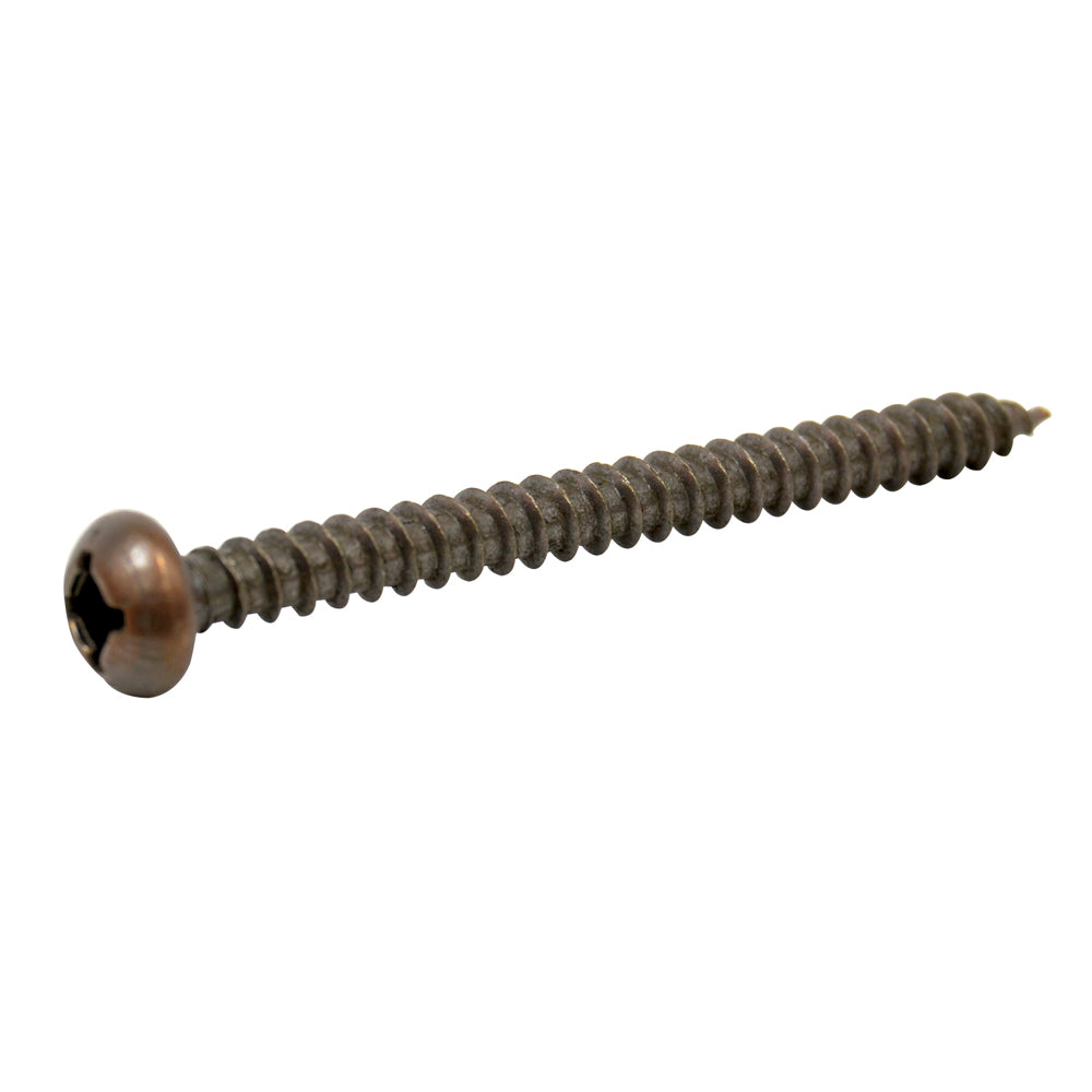#8 x 2 Inch Pan Head Sheet Metal Screw Square Drive Bronze Head
