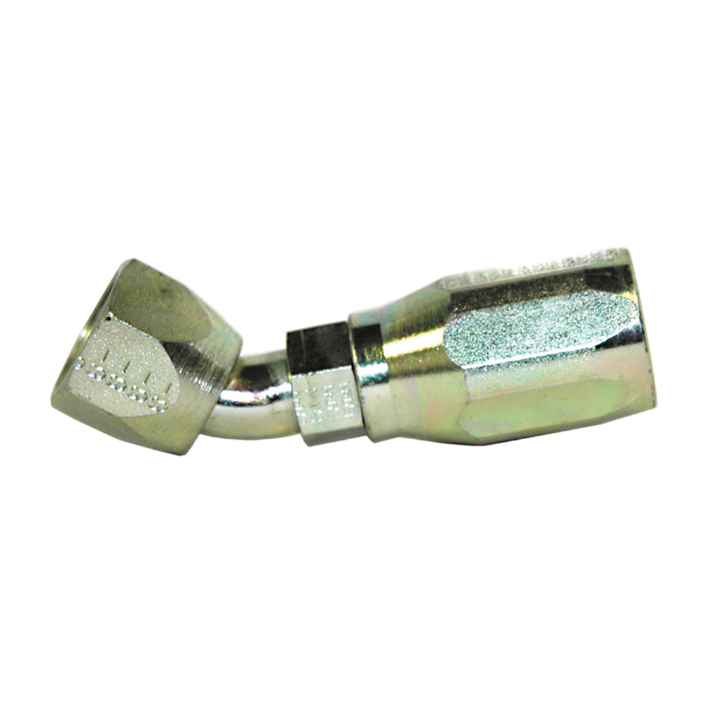 13/32 Inch x 1/2 Inch Jic 37 Degree Female Swivel 45 Degree Tube Elbow Yellow Zinc 247 N Series Weatherhead Field Attachable Coupling