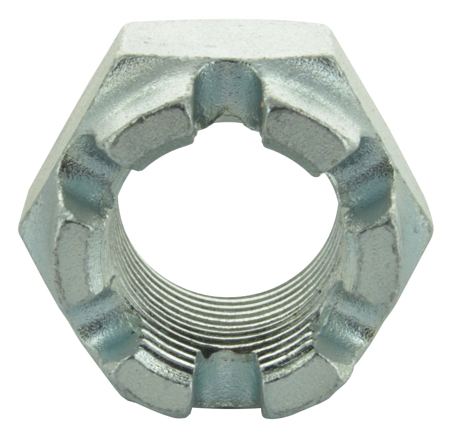 M8 x 1.25 Coarse Zinc Plated Steel Din 935 Slotted Hex Nut