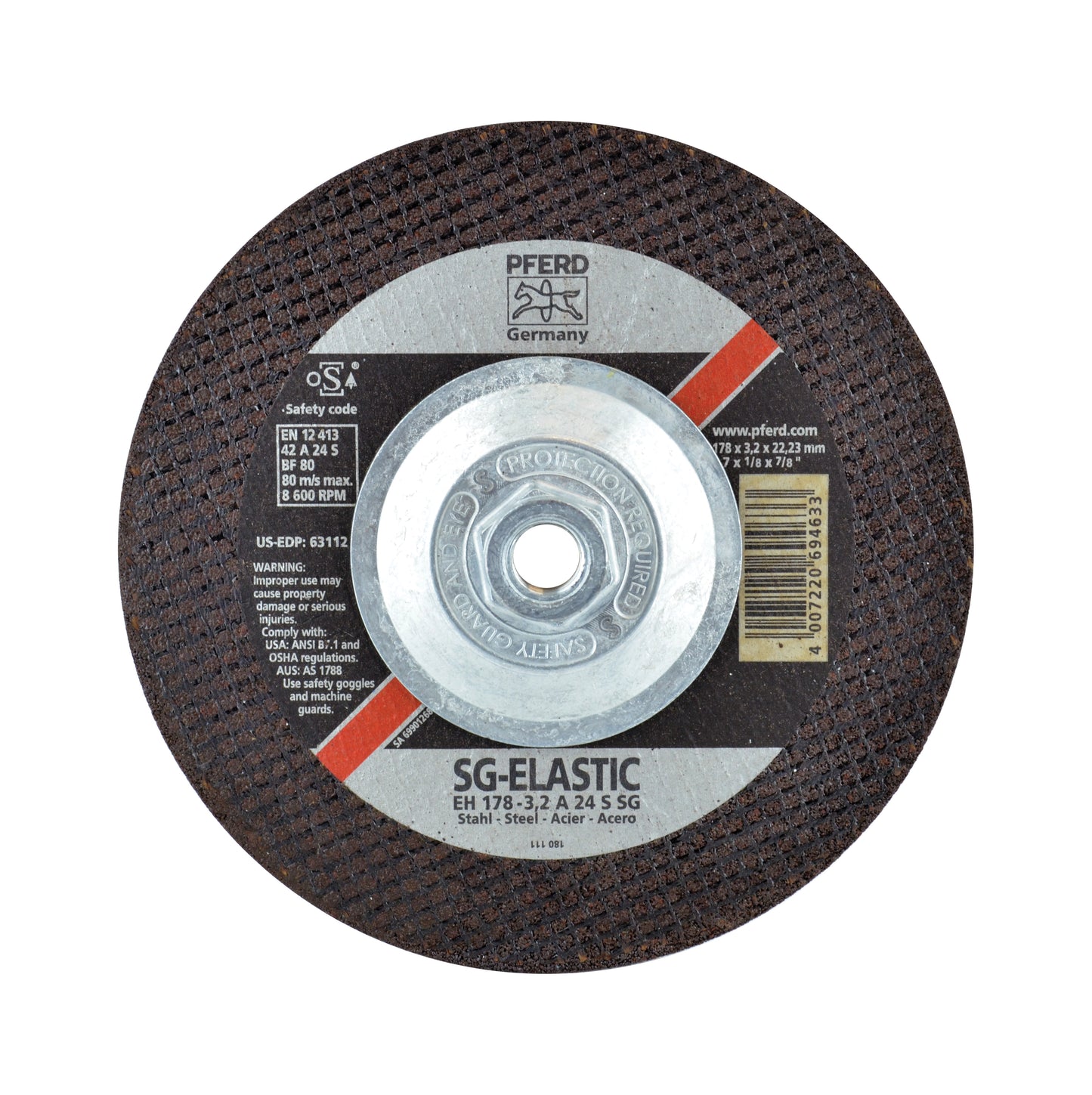 Pferd Performance Line SG Depressed Center Type 27 Cut-Off Wheel 7 Inch x 1/8 Inch x 5/8-11 inch