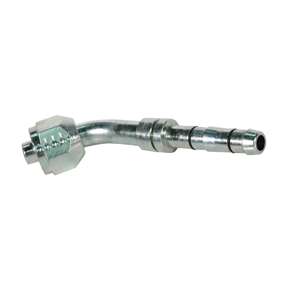 1/2 Inch x 3/4-16 Zinc Plated Carbon Steel Ez Clip System 45 Degree Elbow Female O-Ring