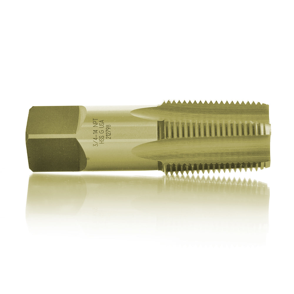 1/4-18 NPT Gold Finish High Speed Moly/Tungsten Steel Pipe Tap