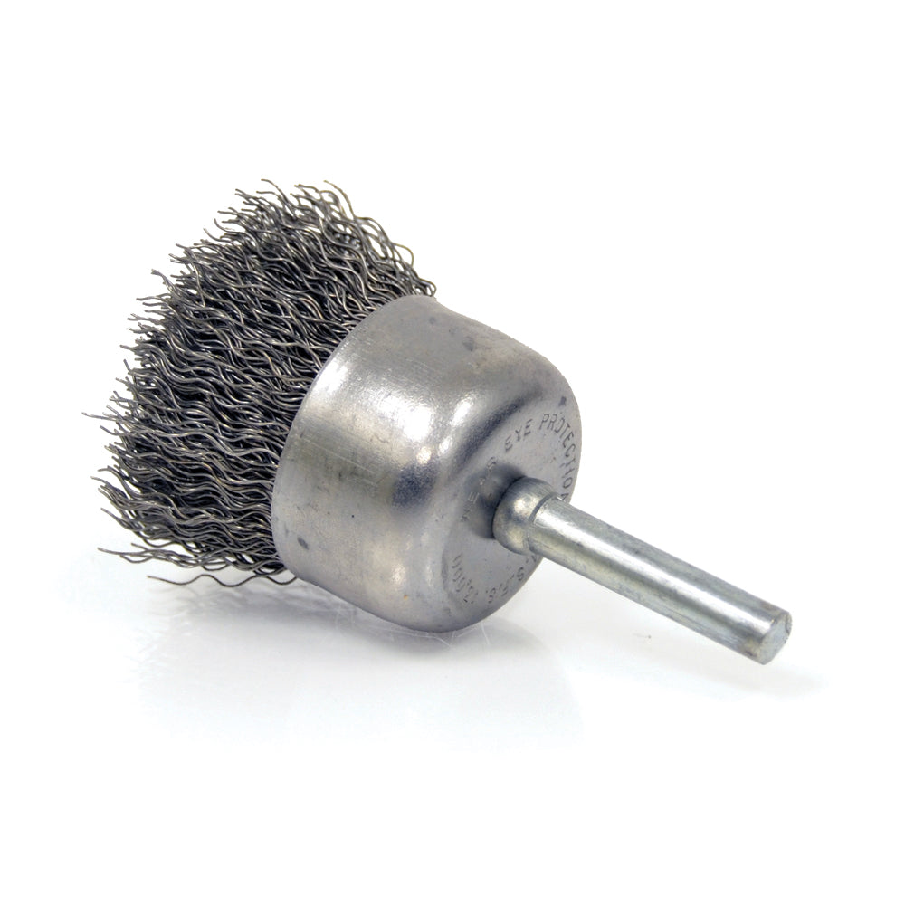2 Inch X 0.012 Inch X 1/4 Inch Stem Mounted Carbon Steel Crimped Wired Cup Brush