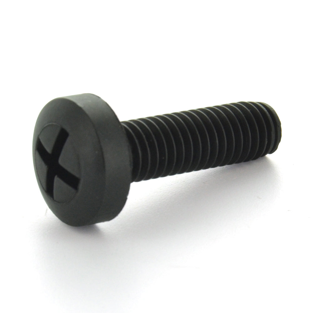 M6 x 1 x 20 mm Fillister Head Phillips Drive Black 6/6 Nylon Machine Screw.